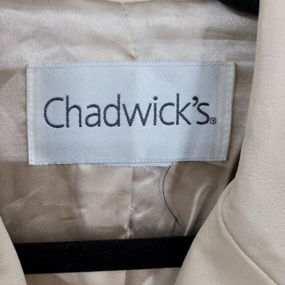 Vintage Cadwick's Leather Coat Longline Single Breasted Button Buttercream XL - Picture 4 of 11